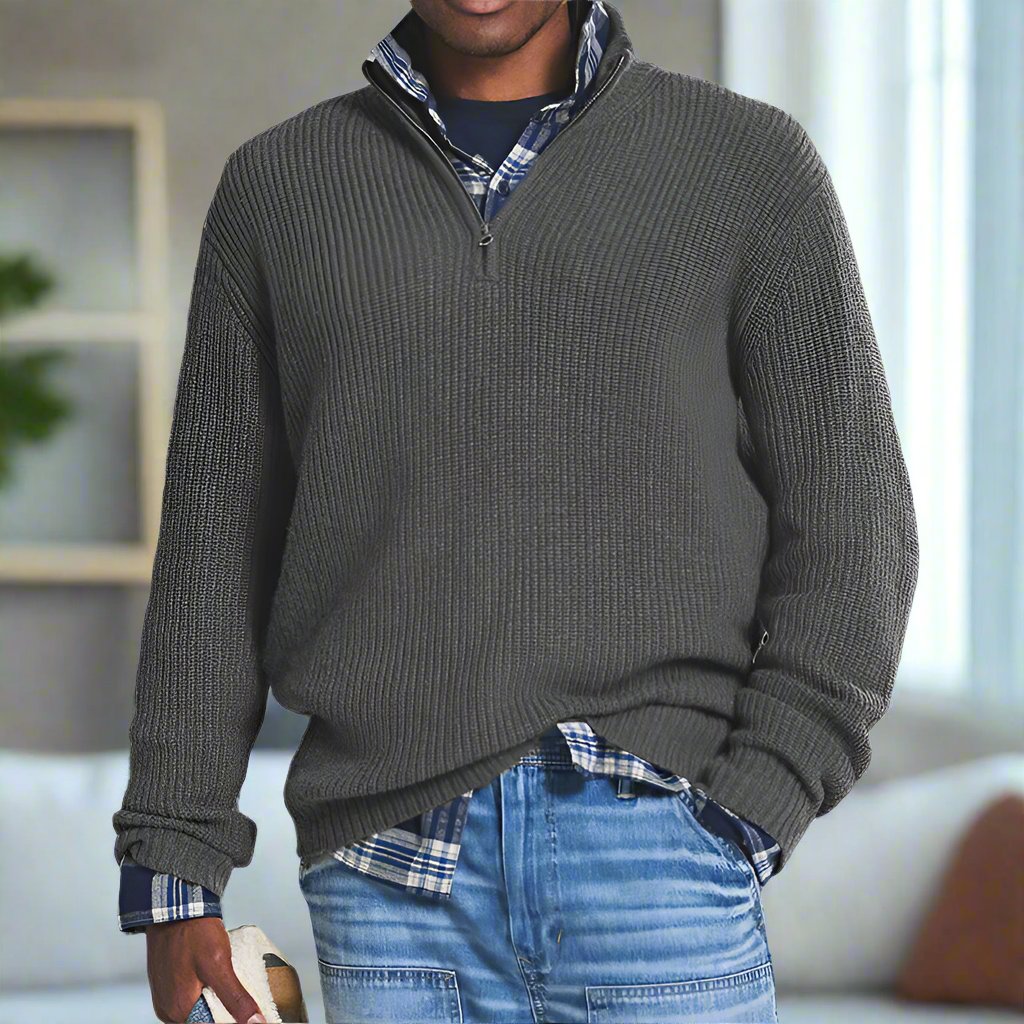 Stilla | Bomulds-Quarter-Zip-Pullover afslappet skåret sweatshirt
