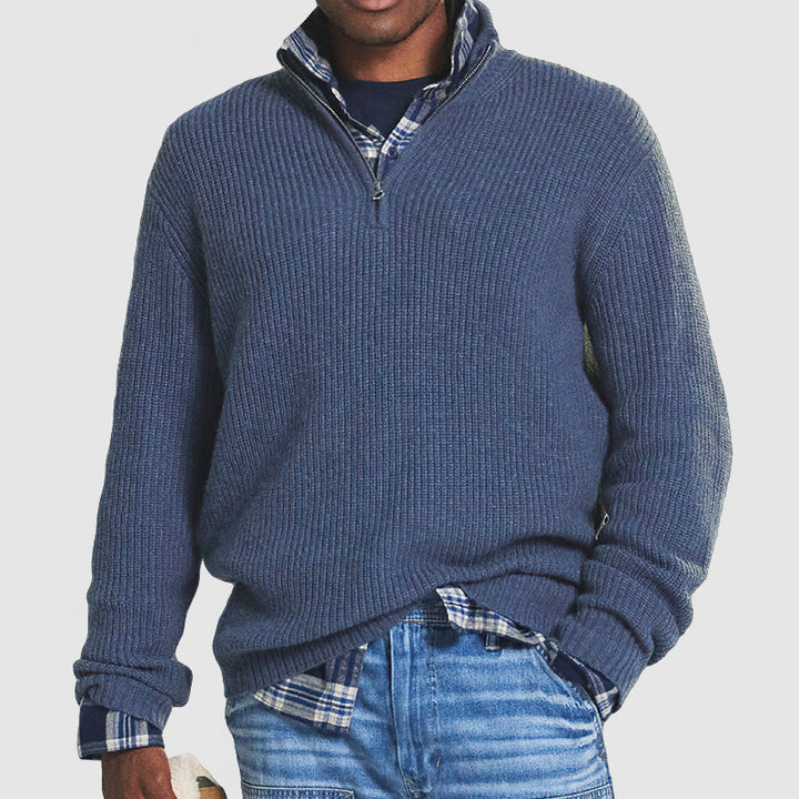 Stilla | Bomulds-Quarter-Zip-Pullover afslappet skåret sweatshirt