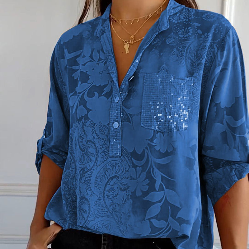 Stilla | Top Med Blomsterprint Og V Hals