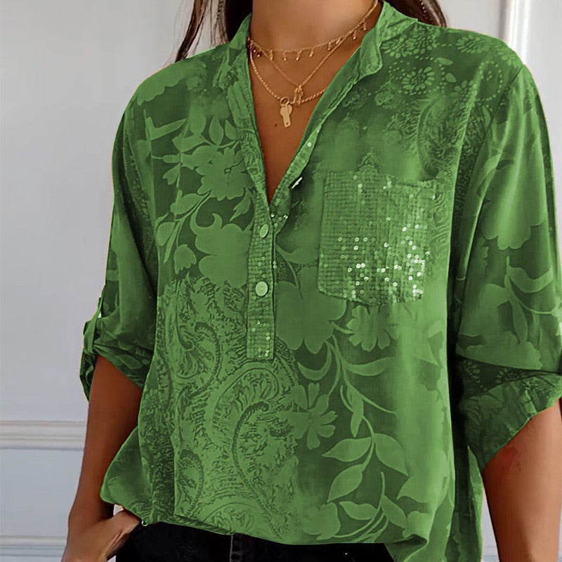 Stilla | Top Med Blomsterprint Og V Hals