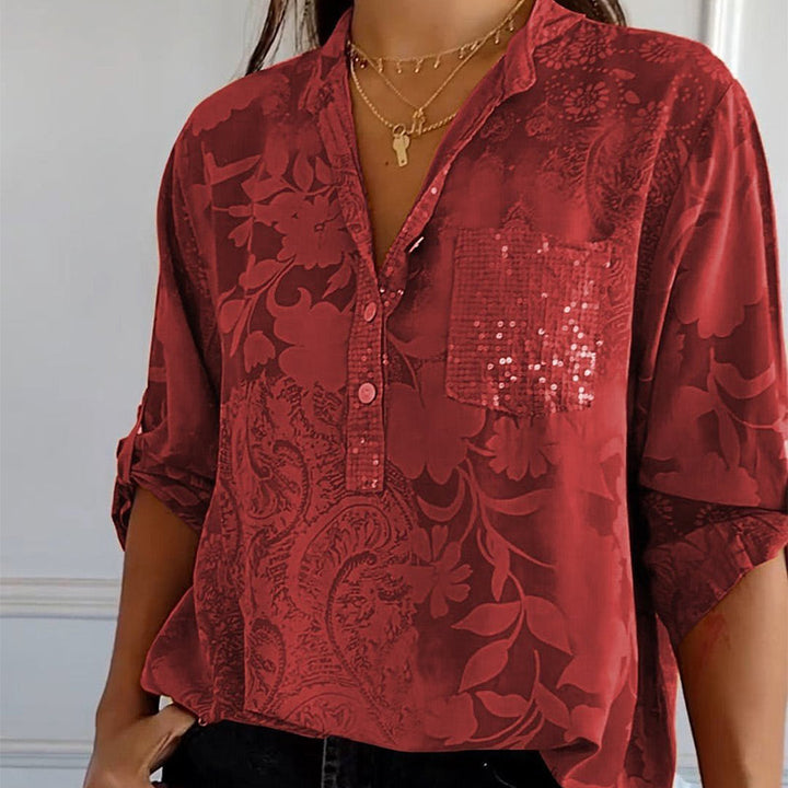 Stilla | Top Med Blomsterprint Og V Hals