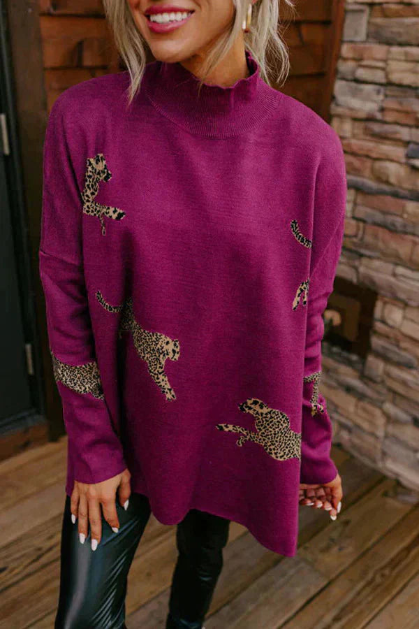 Stilla | Pullover med leopard- og tigermønster