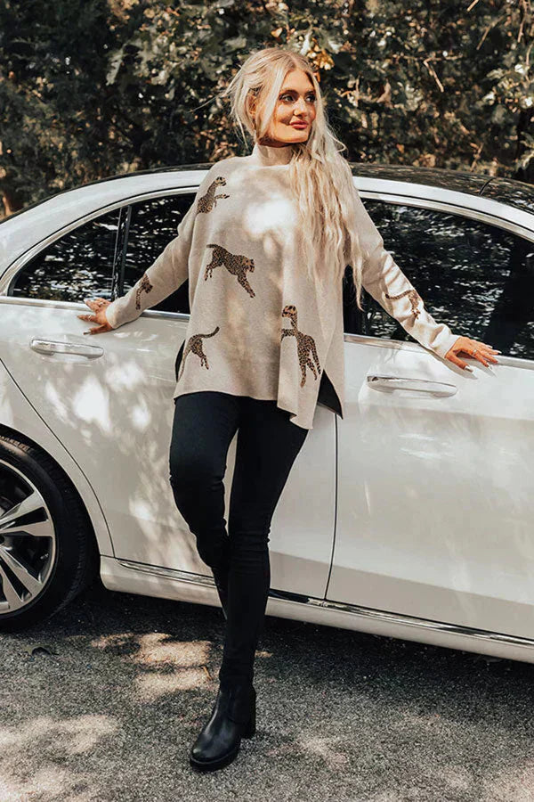 Stilla | Pullover med leopard- og tigermønster