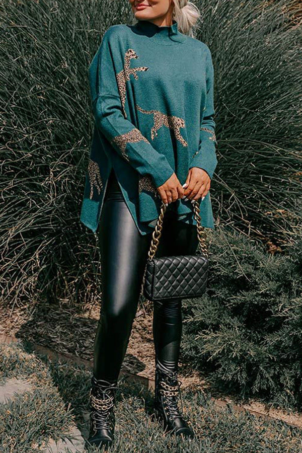 Stilla | Pullover med leopard- og tigermønster