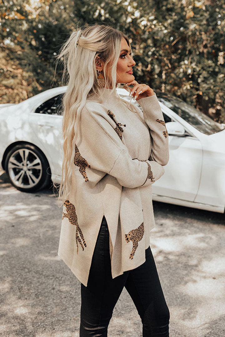 Stilla | Pullover med leopard- og tigermønster