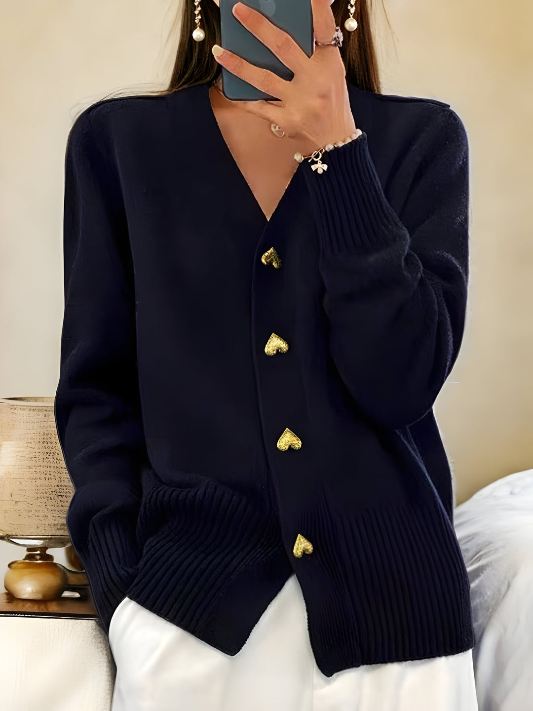 Stilla | Cardigan med hjerteformede knapper