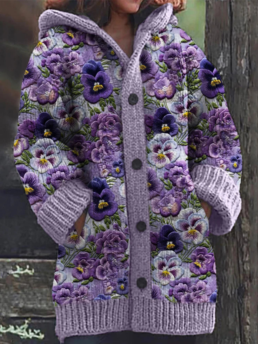 Stilla | Vintage-tilbudte, Blomsterdekoreret Hættejakke Til Damer