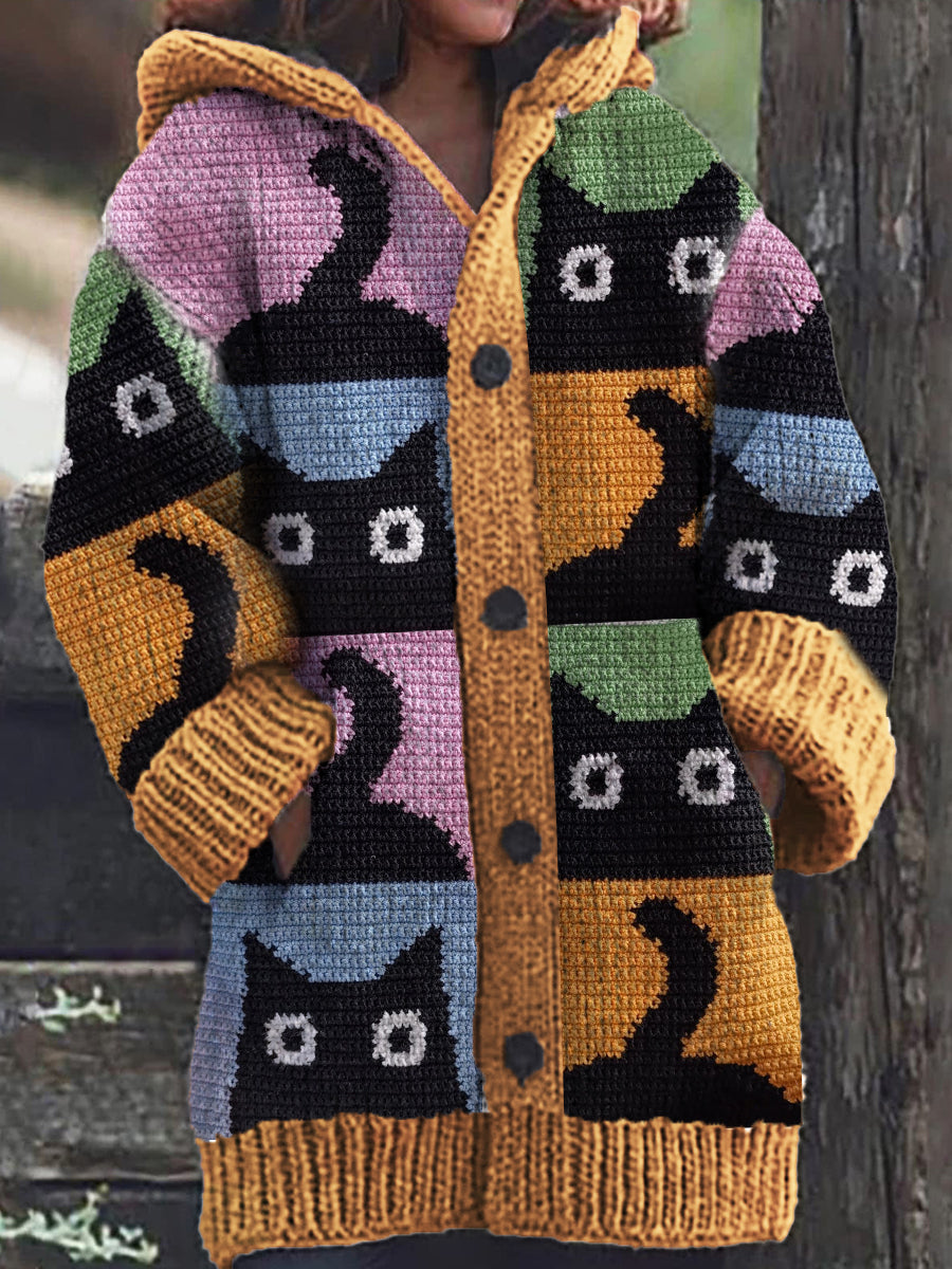 Stilla | Casual Hoodie-cardigan Med Sød Kattemønster Til Kvinder