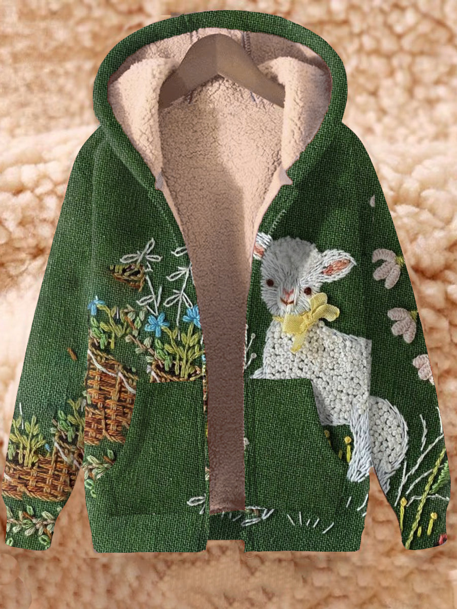 Stilla | Trykt Sweatshirt Med Lange Ærmer Og Tyk Lynlås