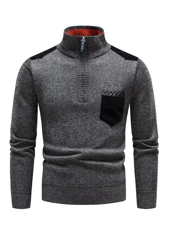 Stilla | Patchwork Lynlås Mænd Rullekravepullover