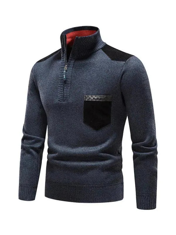 Stilla | Patchwork Lynlås Mænd Rullekravepullover