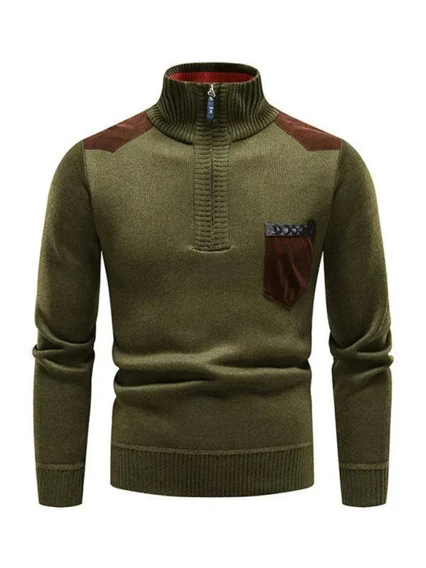 Stilla | Patchwork Lynlås Mænd Rullekravepullover