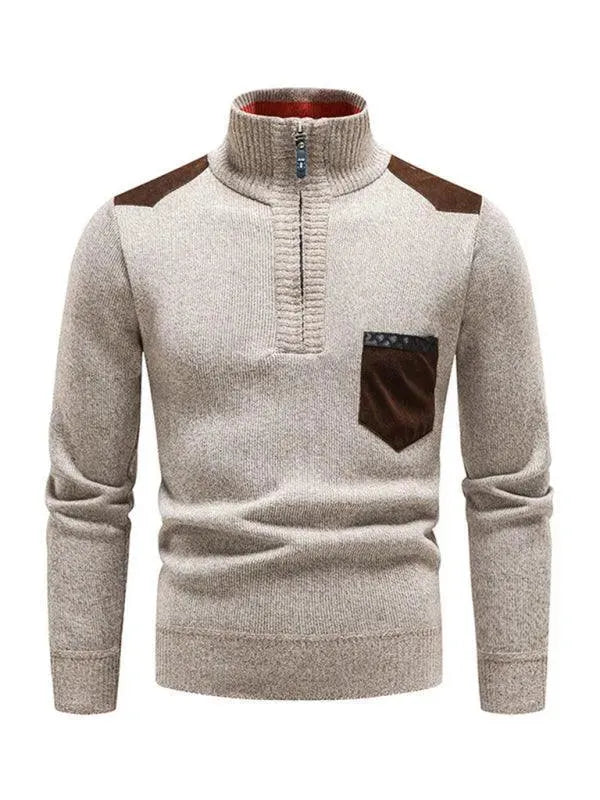 Stilla | Patchwork Lynlås Mænd Rullekravepullover
