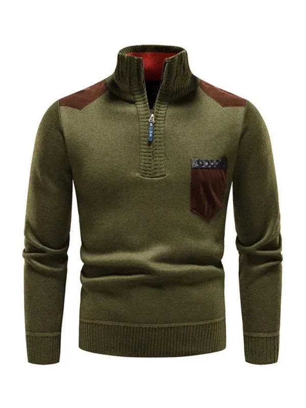 Stilla | Patchwork Lynlås Mænd Rullekravepullover