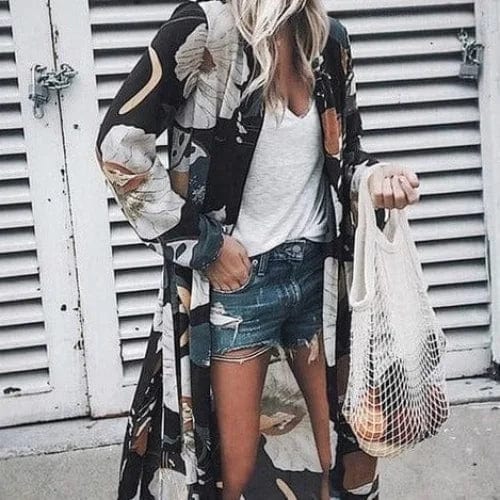Stilla | Strandkimono Med Store Blomster
