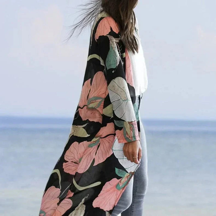 Stilla | Strandkimono Med Store Blomster