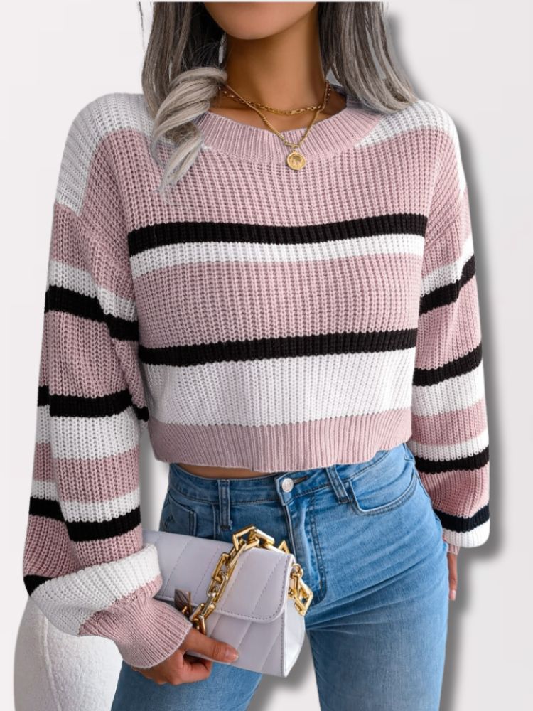 Stilla | Stribet Crop Pullover