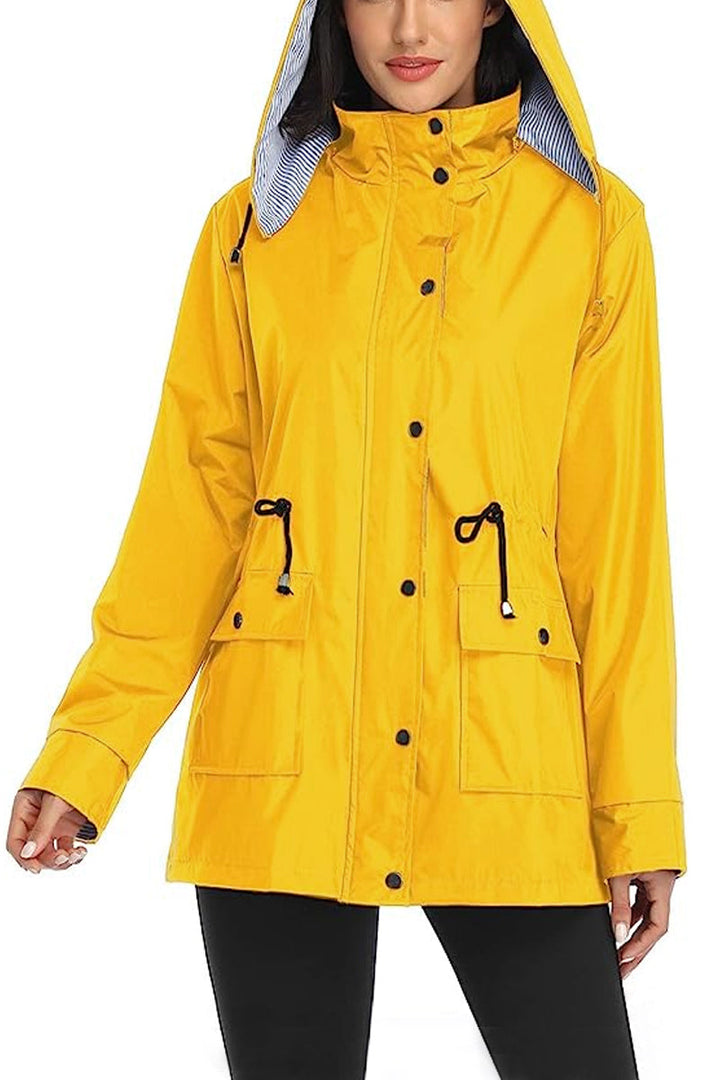 Stilla | Stribe Vandafvisende Windbreaker Med Hætte Og Regnjakke