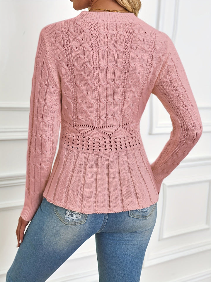 Stilla | Robust kabelstrikpullover med rund halsudskæring