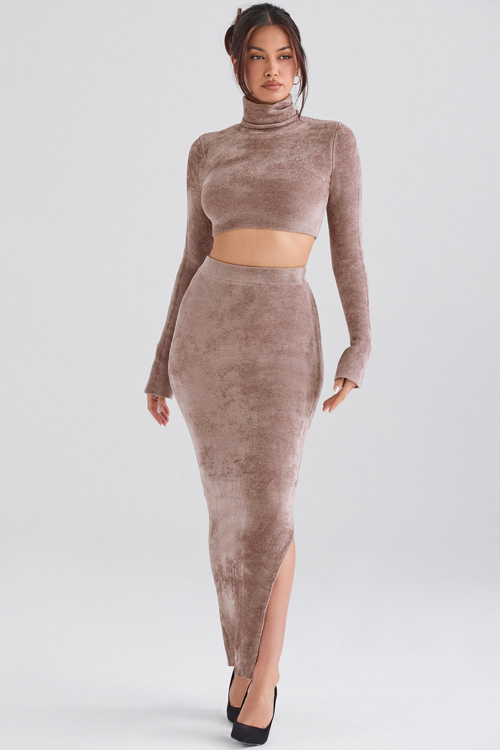 Stilla | Chenille Crop Top Med Maxi Nederdel