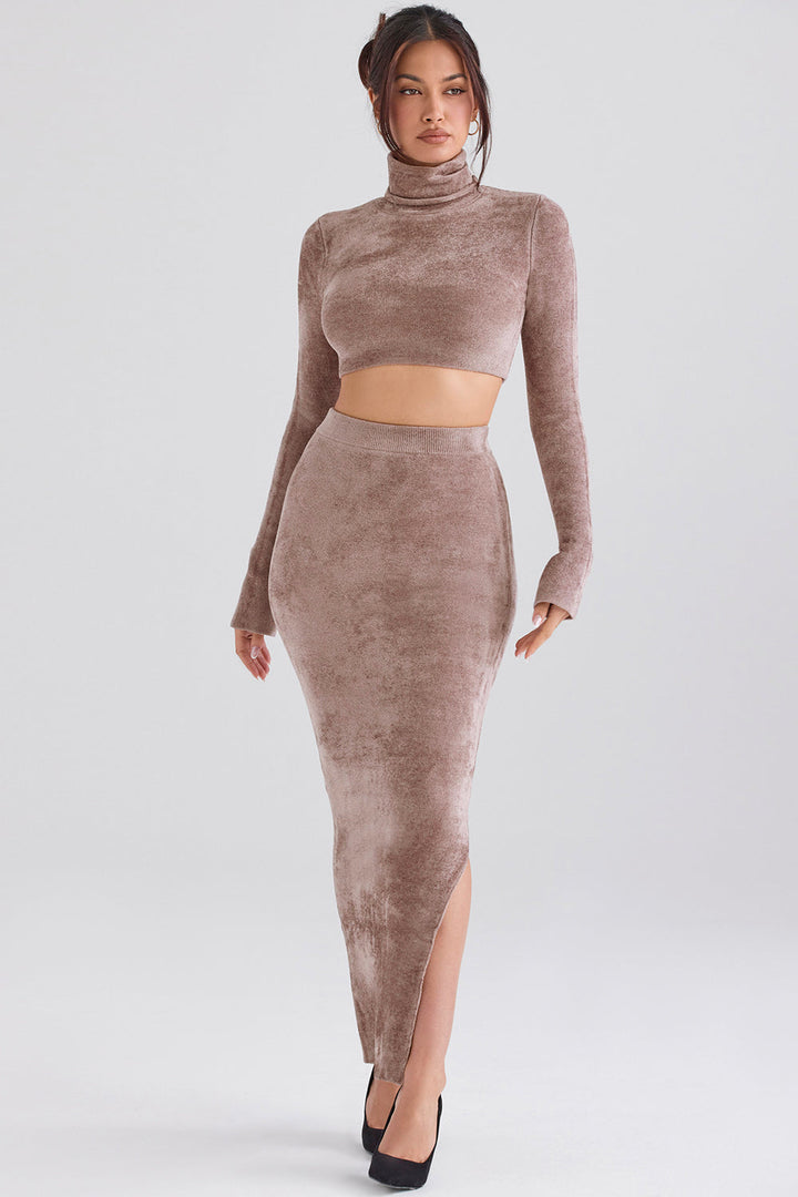 Stilla | Chenille Crop Top Med Maxi Nederdel