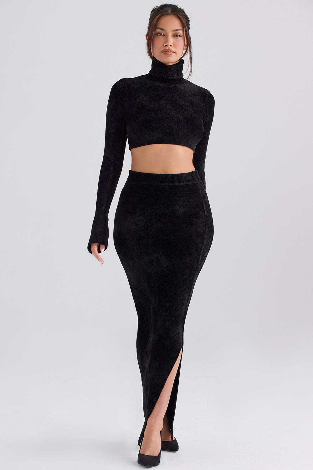 Stilla | Chenille Crop Top Med Maxi Nederdel