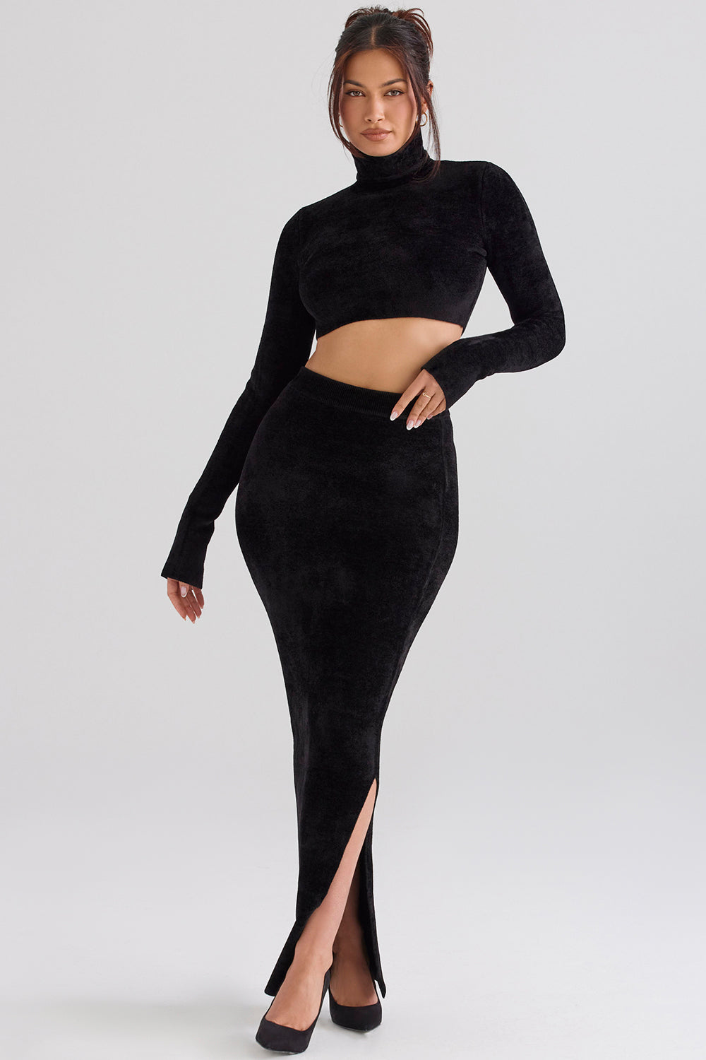 Stilla | Chenille Crop Top Med Maxi Nederdel