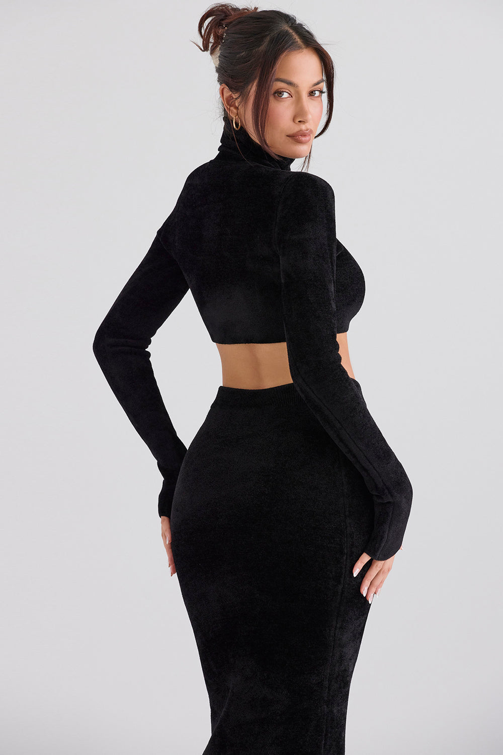 Stilla | Chenille Crop Top Med Maxi Nederdel