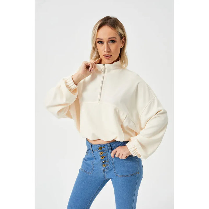 Stilla | Halv Lynlås Loose Cropped Sweatshirt