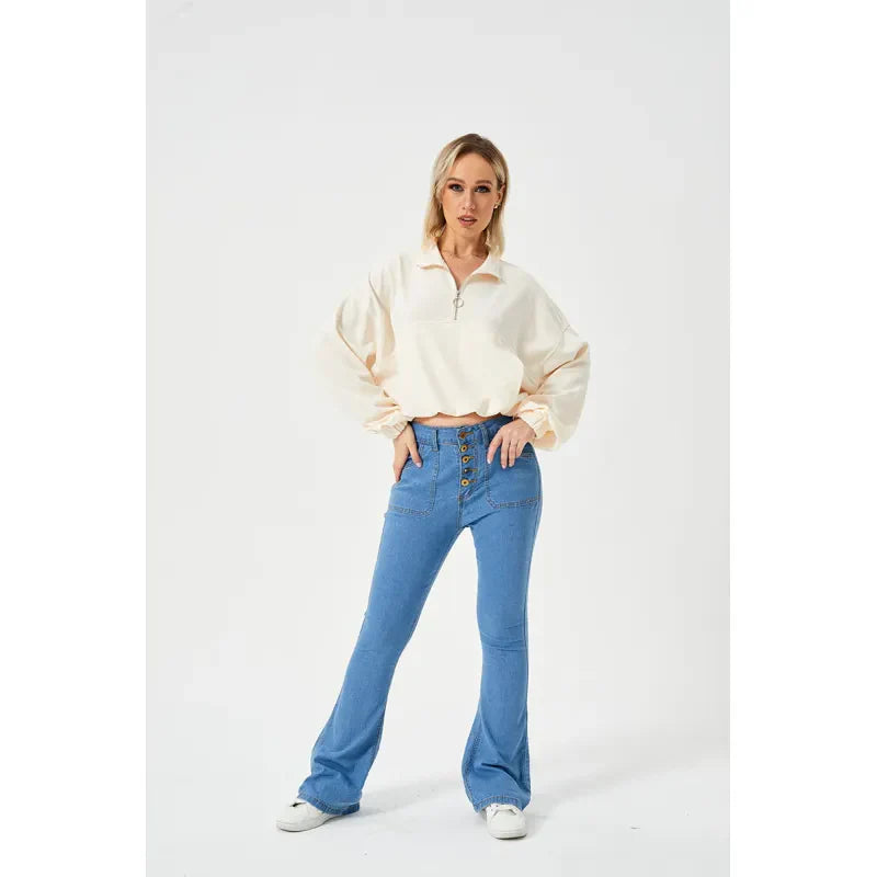 Stilla | Halv Lynlås Loose Cropped Sweatshirt