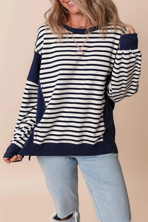Stilla | Blue Stripe Loose Sweatshirt