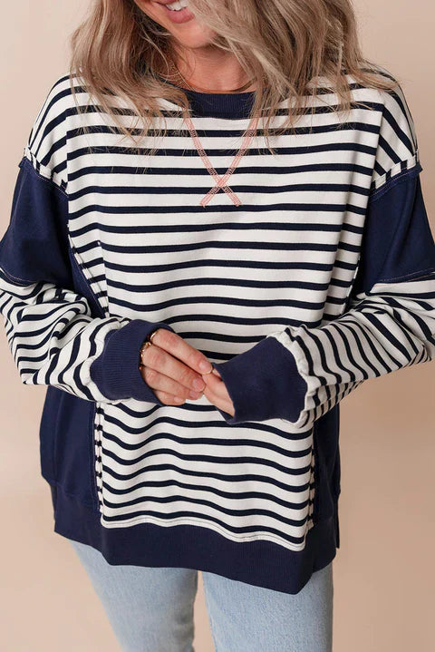 Stilla | Blue Stripe Loose Sweatshirt
