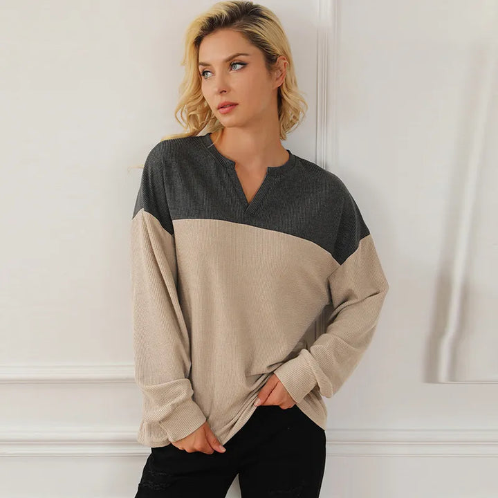 Stilla | Langærmet Brun Kontrast Sweatshirt