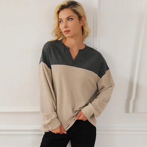 Stilla | Langærmet Brun Kontrast Sweatshirt