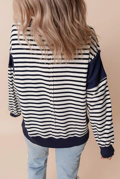 Stilla | Blue Stripe Loose Sweatshirt