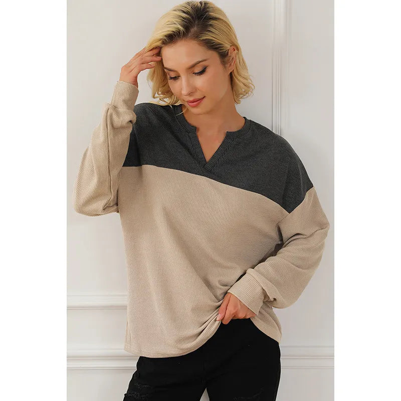 Stilla | Langærmet Brun Kontrast Sweatshirt