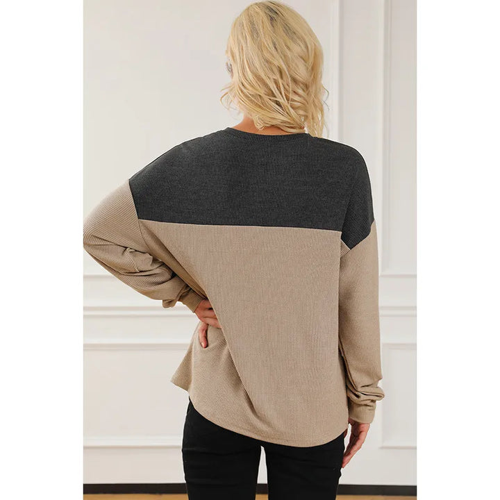 Stilla | Langærmet Brun Kontrast Sweatshirt