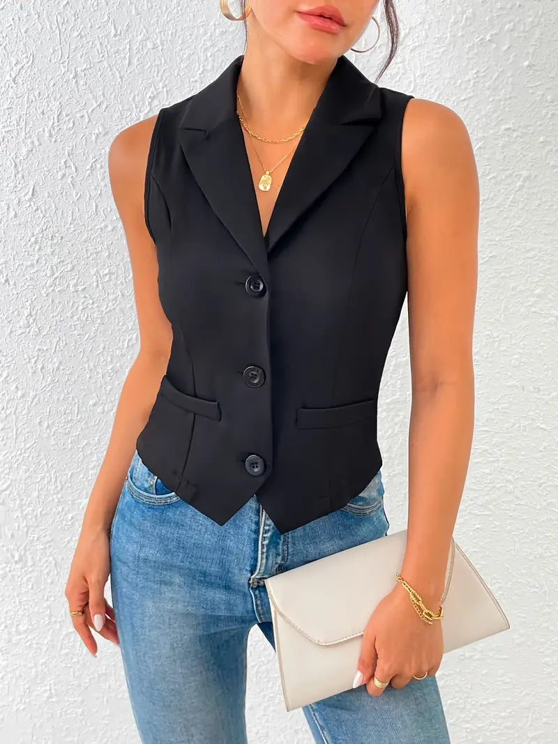 Stilla | Elegant Satin Vest Sort