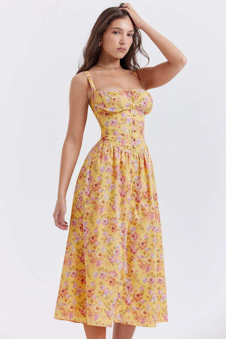 Stilla | Blomstret Let Midi Solkjole