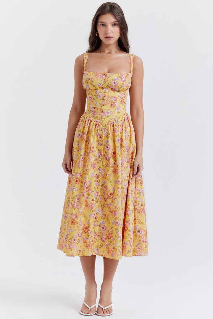 Stilla | Blomstret Let Midi Solkjole