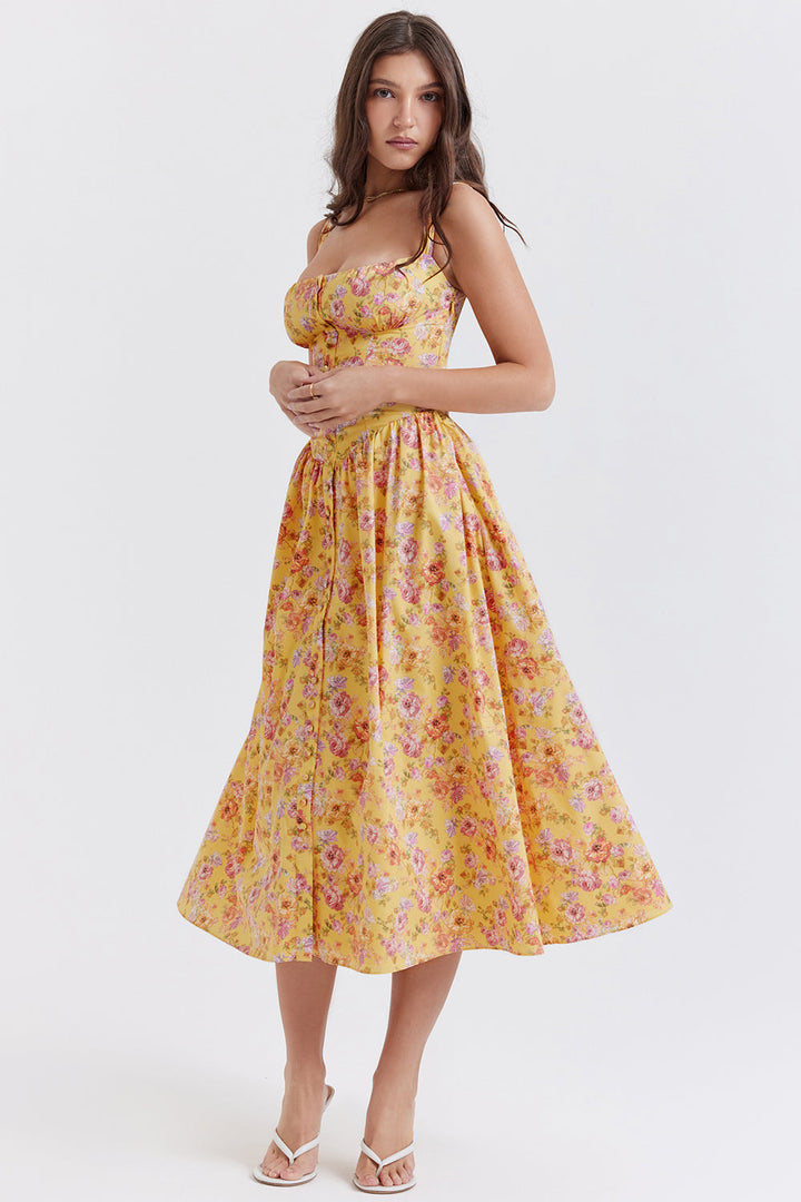 Stilla | Midi Solkjole Med Blomster