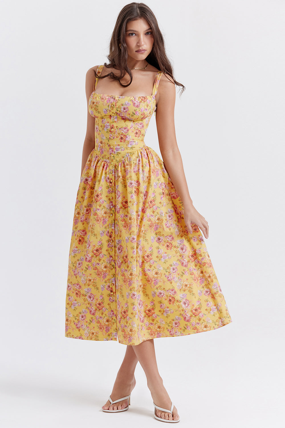 Stilla | Blomstret Let Midi Solkjole