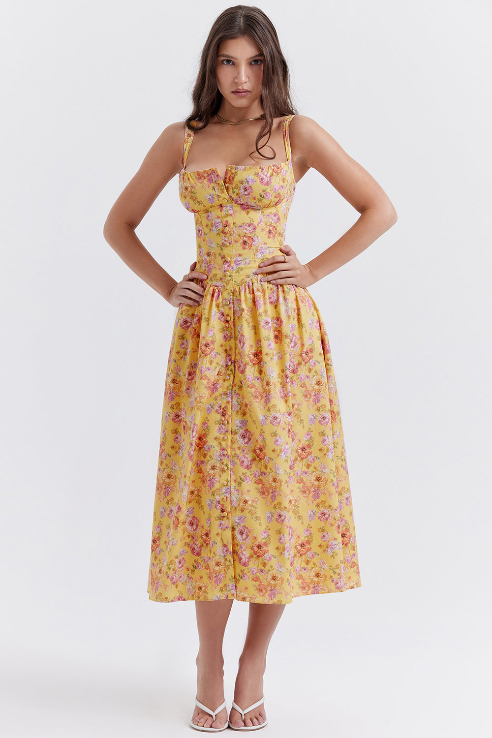 Stilla | Blomstret Let Midi Solkjole