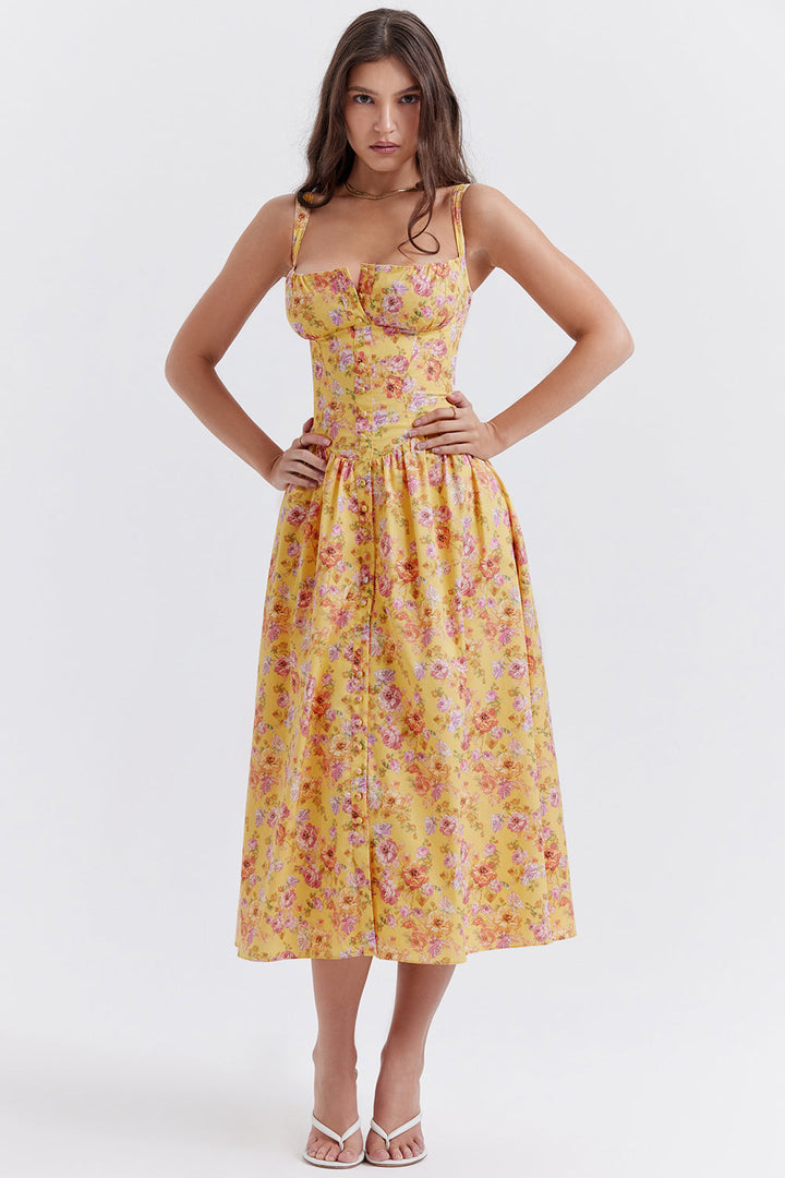 Stilla | Blomstret Let Midi Solkjole