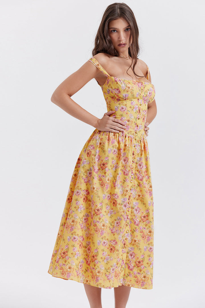Stilla | Blomstret Let Midi Solkjole