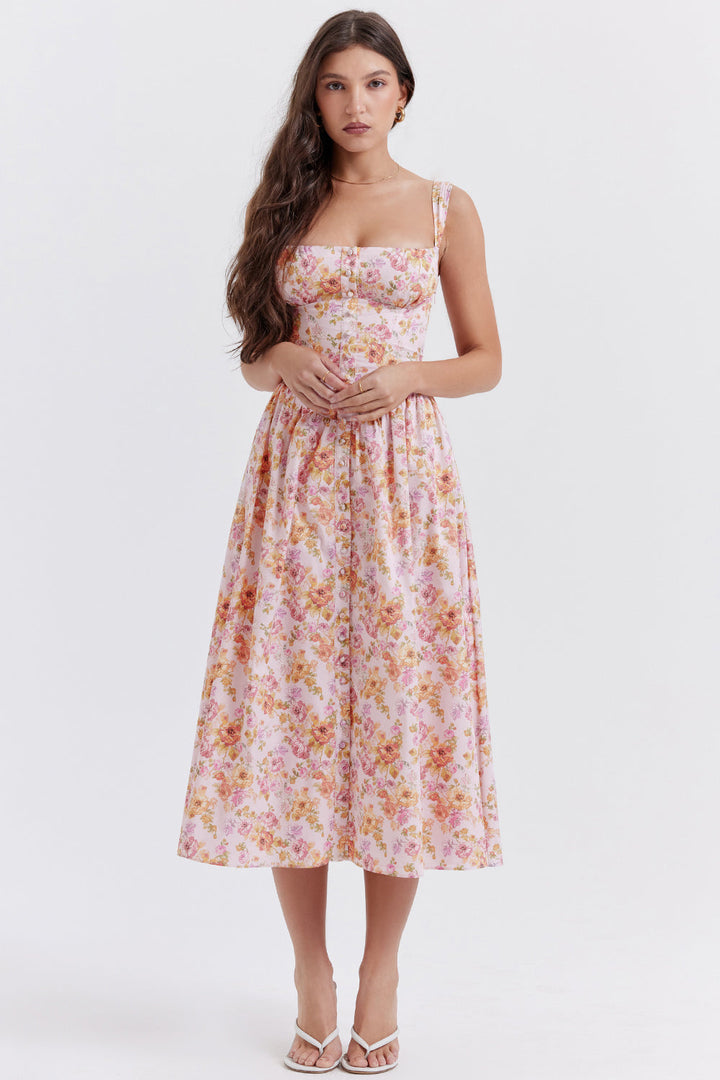 Stilla | Midi Solkjole Med Blomster