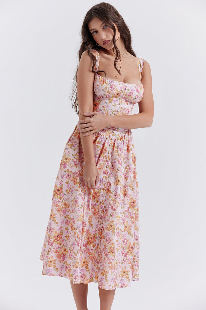 Stilla | Midi Solkjole Med Blomster