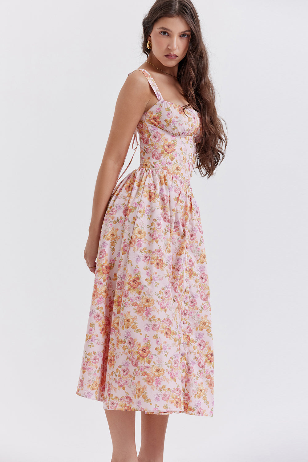 Stilla | Midi Solkjole Med Blomster