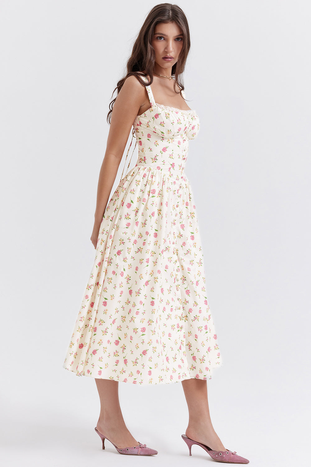 Stilla | Midi Solkjole Med Blomster