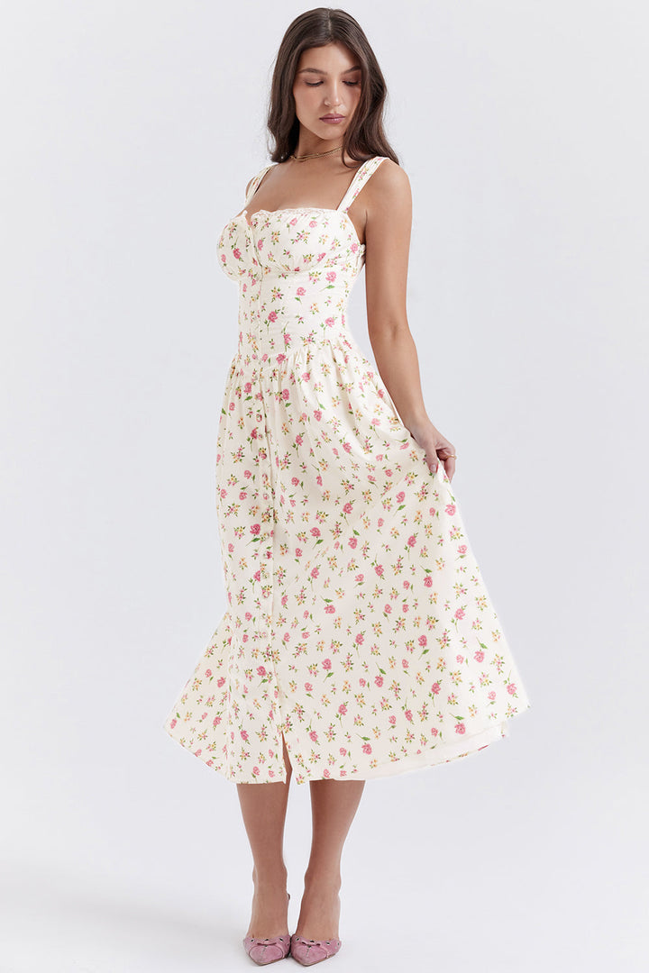 Stilla | Blomstret Let Midi Solkjole